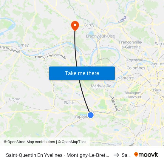 Saint-Quentin En Yvelines - Montigny-Le-Bretonneux to Sagy map