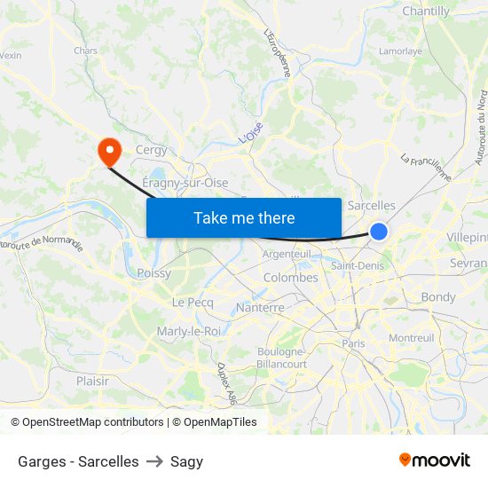 Garges - Sarcelles to Sagy map