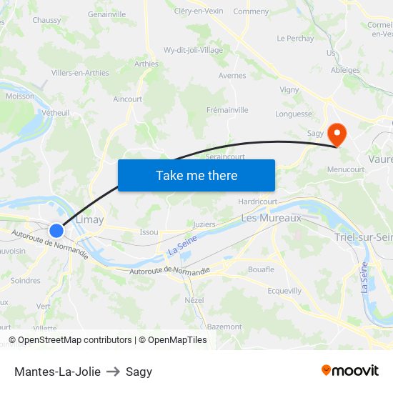 Mantes-La-Jolie to Sagy map