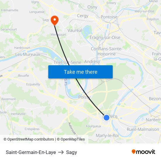 Saint-Germain-En-Laye to Sagy map