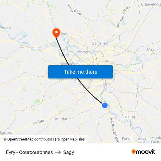 Évry - Courcouronnes to Sagy map