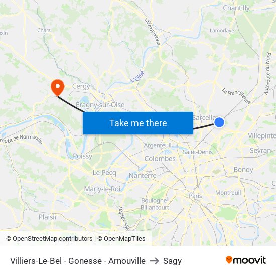 Villiers-Le-Bel - Gonesse - Arnouville to Sagy map