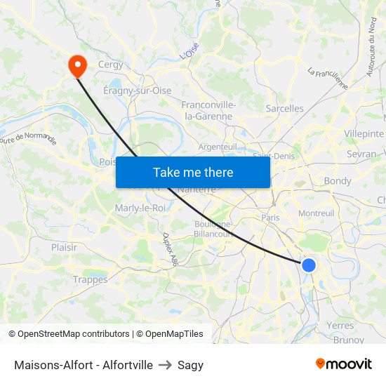 Maisons-Alfort - Alfortville to Sagy map