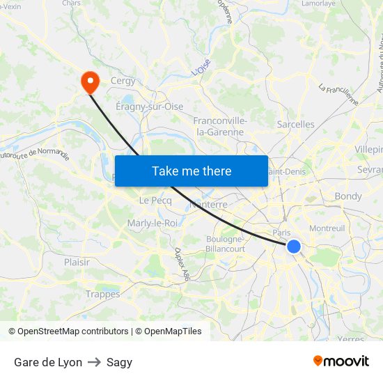 Gare de Lyon to Sagy map