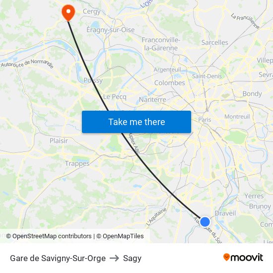Gare de Savigny-Sur-Orge to Sagy map