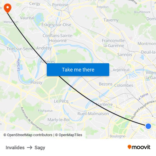 Invalides to Sagy map