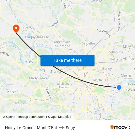 Noisy-Le-Grand - Mont D'Est to Sagy map