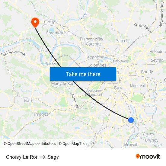 Choisy-Le-Roi to Sagy map