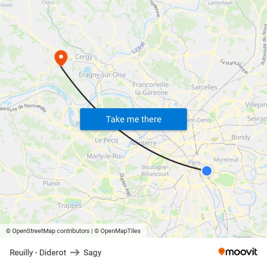 Reuilly - Diderot to Sagy map