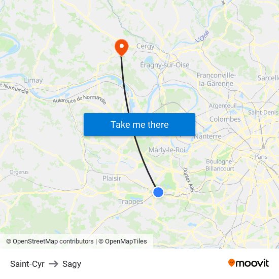 Saint-Cyr to Sagy map