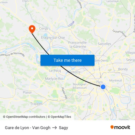 Gare de Lyon - Van Gogh to Sagy map