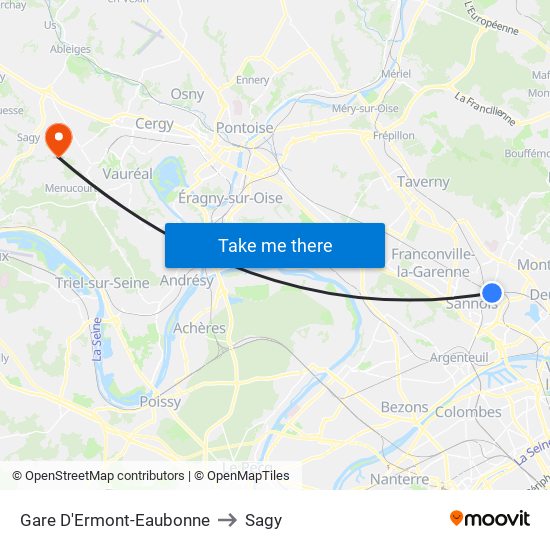 Gare D'Ermont-Eaubonne to Sagy map