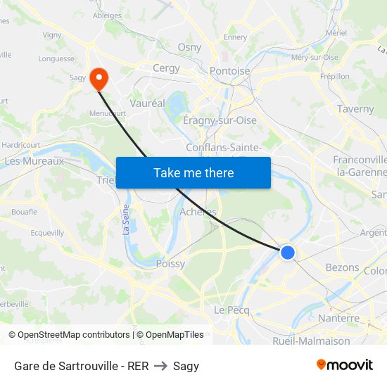 Gare de Sartrouville - RER to Sagy map