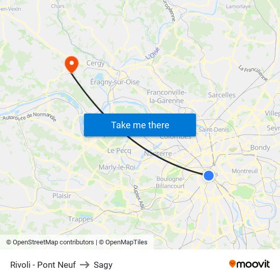 Rivoli - Pont Neuf to Sagy map