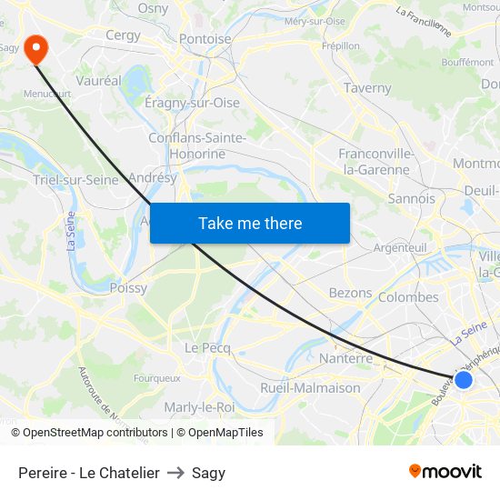 Pereire - Le Chatelier to Sagy map