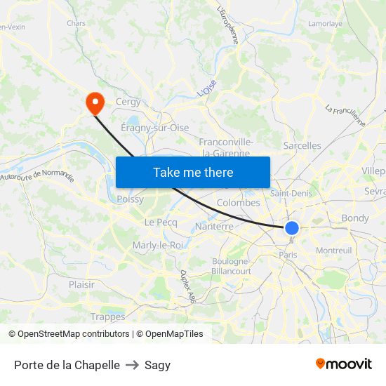 Porte de la Chapelle to Sagy map