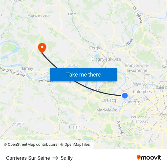 Carrieres-Sur-Seine to Sailly map