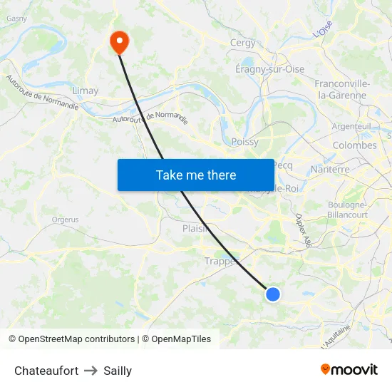 Chateaufort to Sailly map