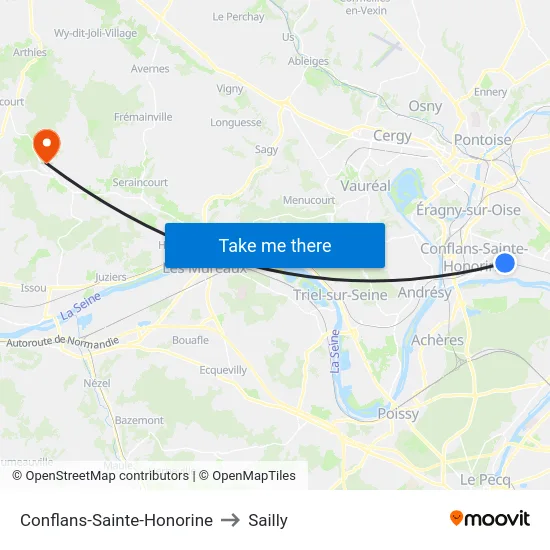 Conflans-Sainte-Honorine to Sailly map