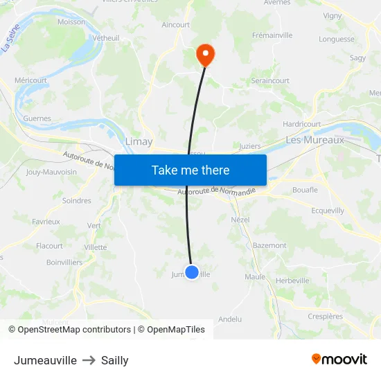 Jumeauville to Sailly map