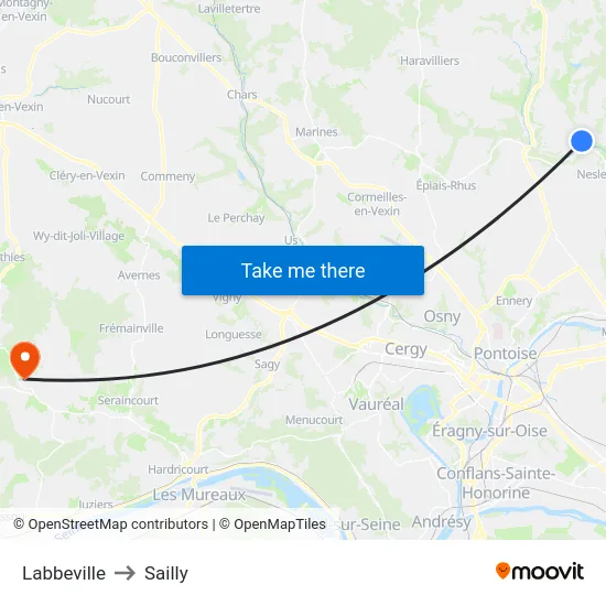 Labbeville to Sailly map