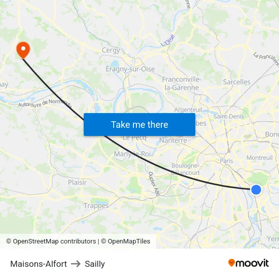 Maisons-Alfort to Sailly map