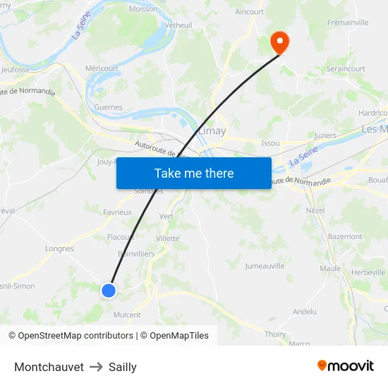 Montchauvet to Sailly map