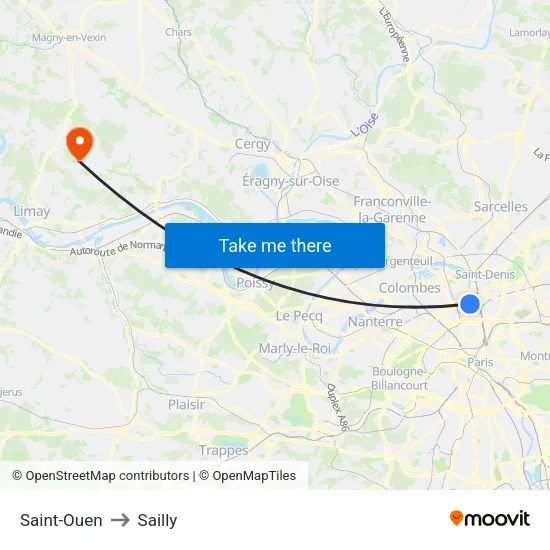 Saint-Ouen to Sailly map