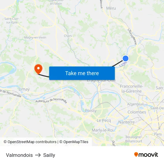 Valmondois to Sailly map