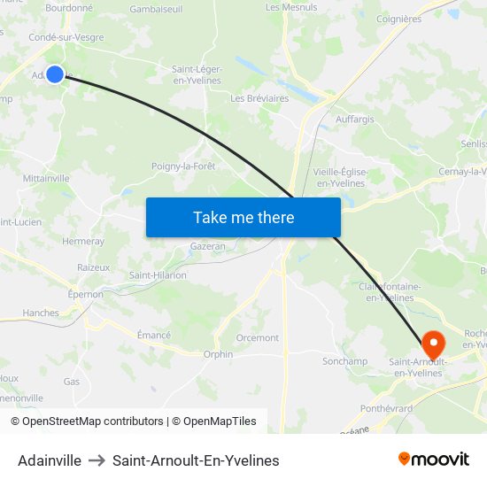 Adainville to Saint-Arnoult-En-Yvelines map