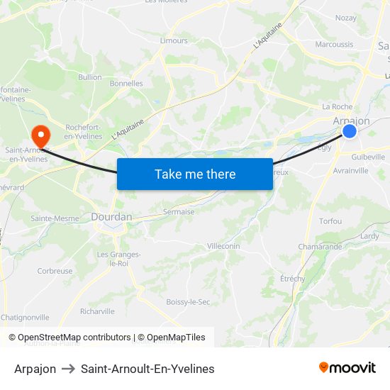 Arpajon to Saint-Arnoult-En-Yvelines map