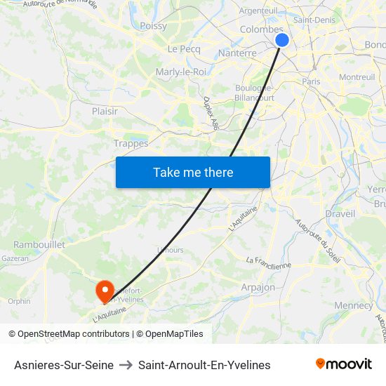 Asnieres-Sur-Seine to Saint-Arnoult-En-Yvelines map