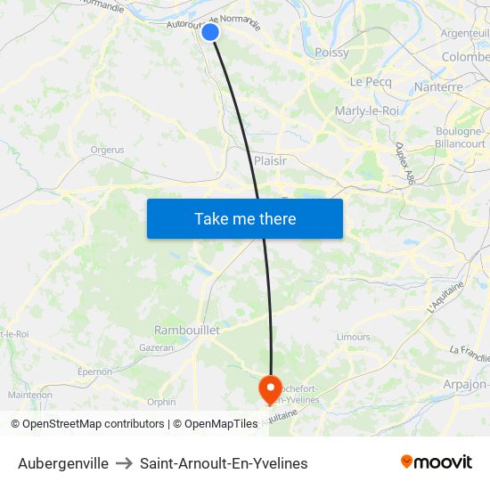 Aubergenville to Saint-Arnoult-En-Yvelines map