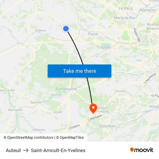 Auteuil to Saint-Arnoult-En-Yvelines map