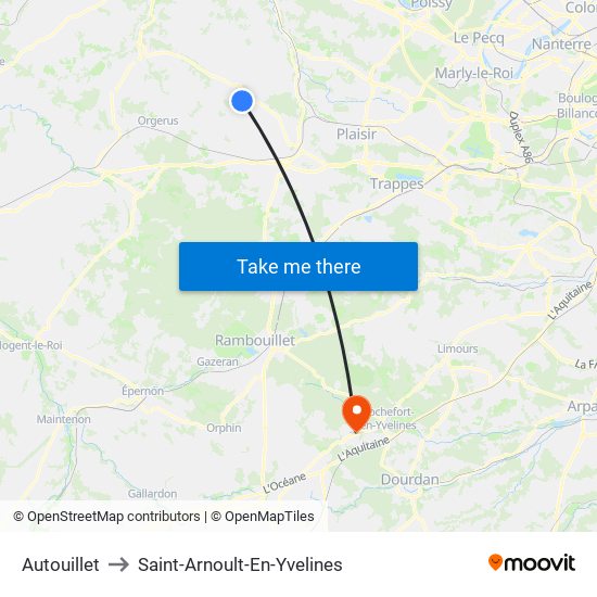 Autouillet to Saint-Arnoult-En-Yvelines map