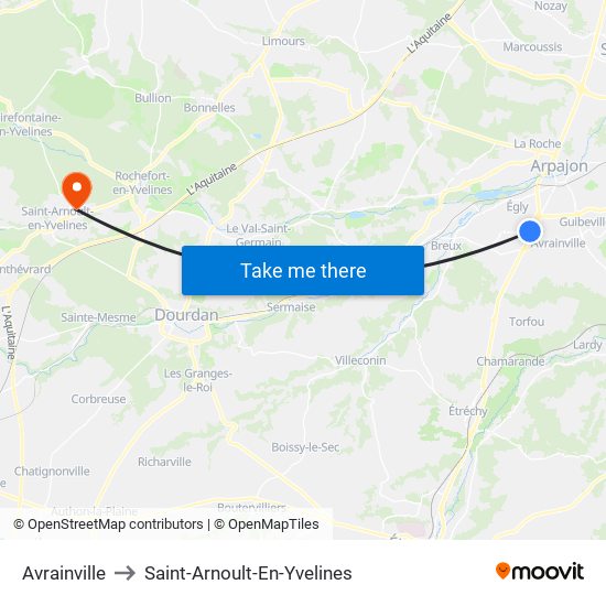 Avrainville to Saint-Arnoult-En-Yvelines map