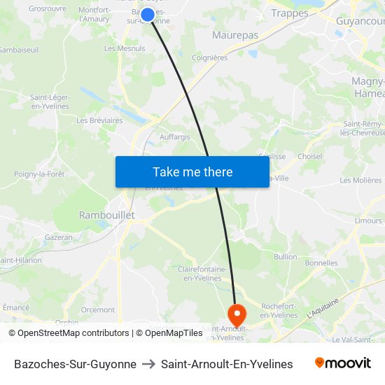 Bazoches-Sur-Guyonne to Saint-Arnoult-En-Yvelines map