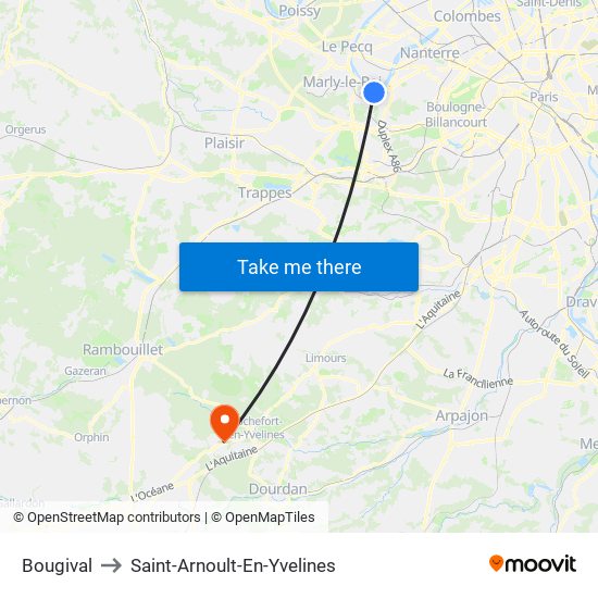 Bougival to Saint-Arnoult-En-Yvelines map