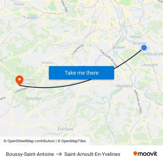 Boussy-Saint-Antoine to Saint-Arnoult-En-Yvelines map