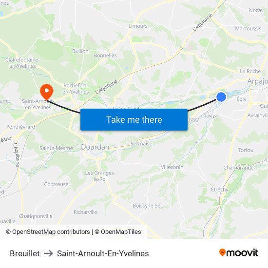 Breuillet to Saint-Arnoult-En-Yvelines map