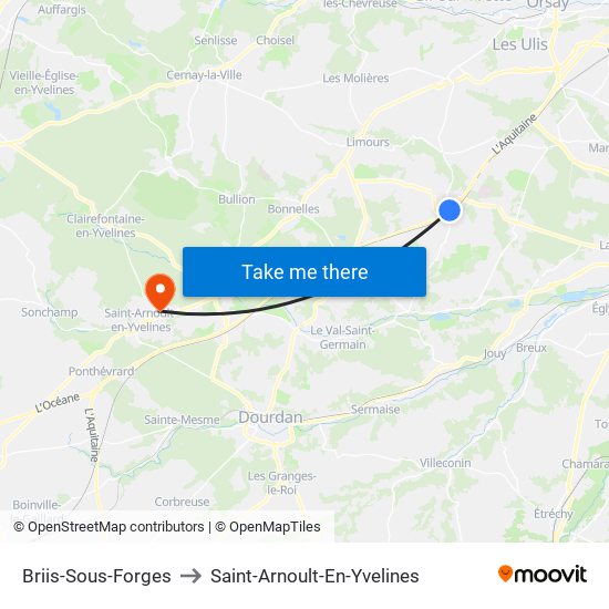 Briis-Sous-Forges to Saint-Arnoult-En-Yvelines map