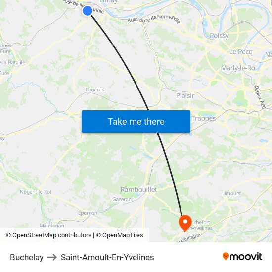 Buchelay to Saint-Arnoult-En-Yvelines map