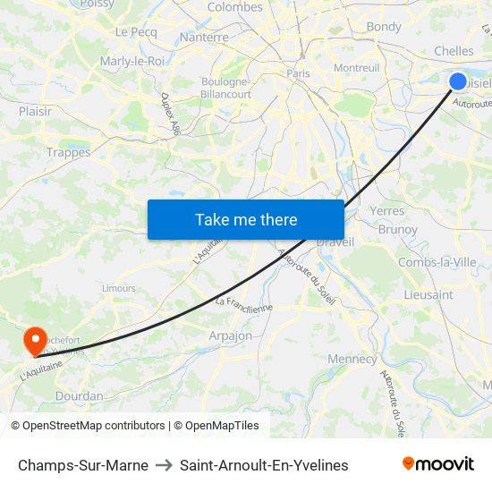 Champs-Sur-Marne to Saint-Arnoult-En-Yvelines map