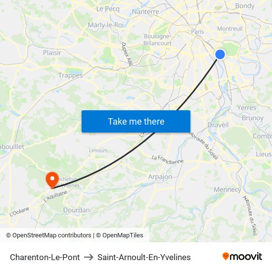 Charenton-Le-Pont to Saint-Arnoult-En-Yvelines map