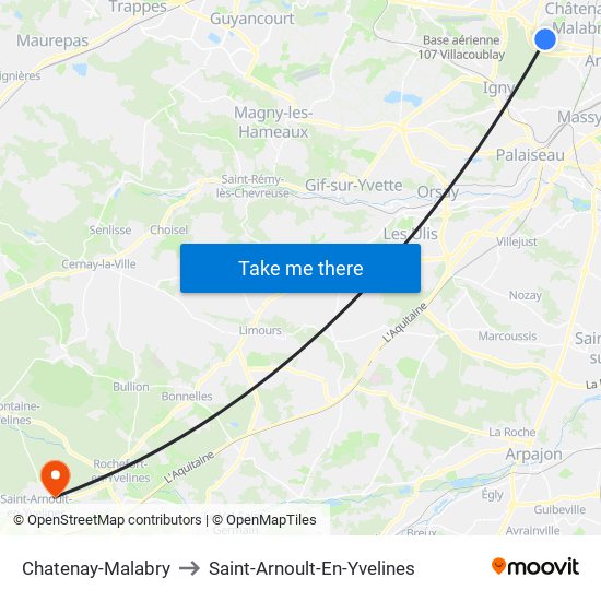 Chatenay-Malabry to Saint-Arnoult-En-Yvelines map