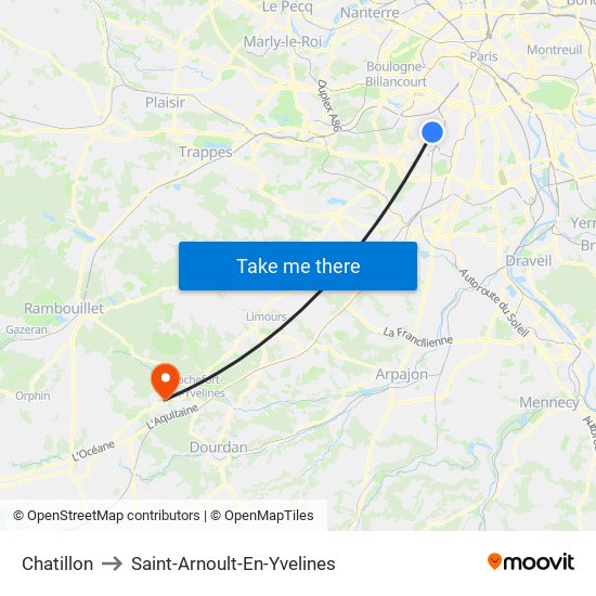 Chatillon to Saint-Arnoult-En-Yvelines map