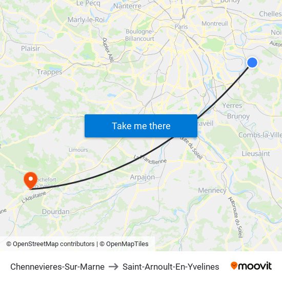 Chennevieres-Sur-Marne to Saint-Arnoult-En-Yvelines map