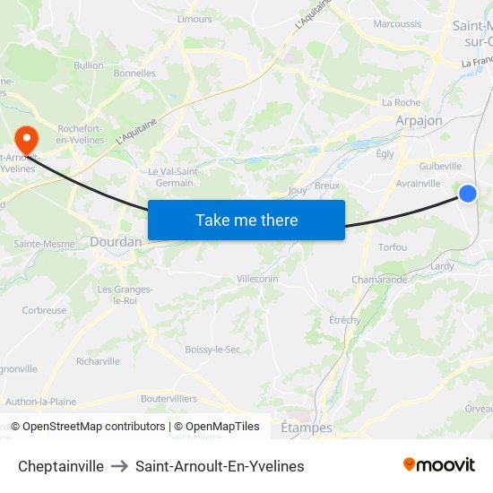 Cheptainville to Saint-Arnoult-En-Yvelines map