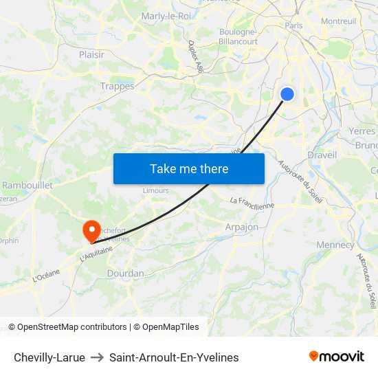 Chevilly-Larue to Saint-Arnoult-En-Yvelines map