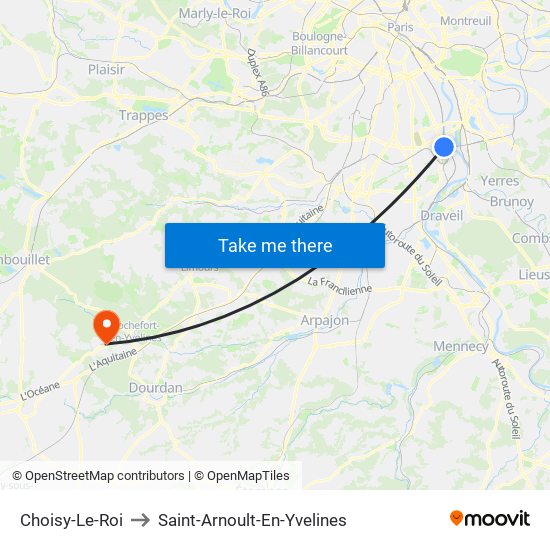 Choisy-Le-Roi to Saint-Arnoult-En-Yvelines map